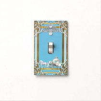 Blue Gold Princess Crown & Carriage Fairy Tale Light Switch Cover