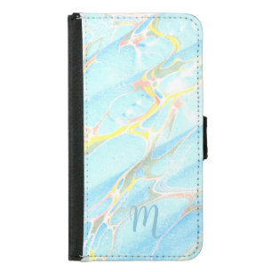 Blue Gold Printed Marble Summer Custom Monogram  Samsung Galaxy S5 Wallet Case
