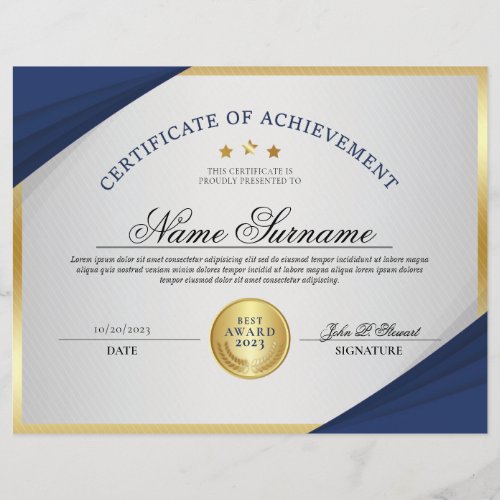 Blue  Gold Professional Certificate Award