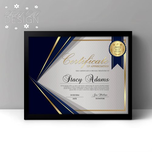 Blue  Gold Professional Certificate Award