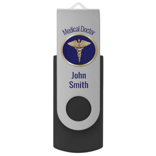 Blue Gold Professional Medical Caduceus Flash Drive