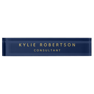Blue Gold Professional Trendy Desk Name Plate