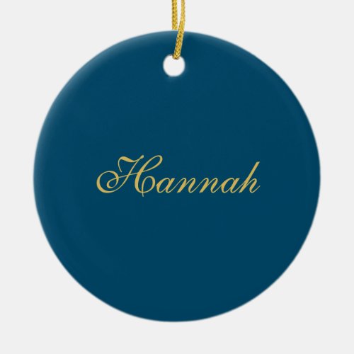 Blue Gold Professional Trendy Minimalist Name Ceramic Ornament