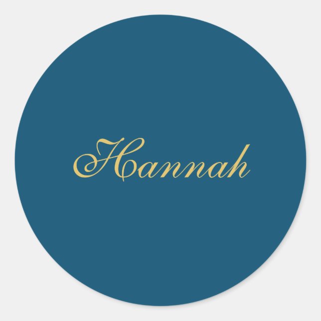 Blue Gold Professional Trendy Minimalist Name Classic Round Sticker (Front)