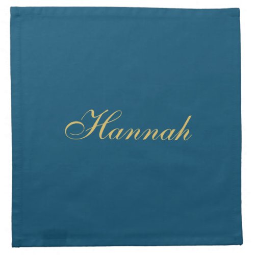 Blue Gold Professional Trendy Minimalist Name Cloth Napkin