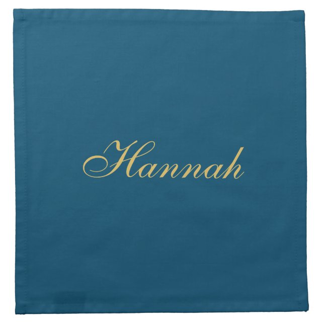 Blue Gold Professional Trendy Minimalist Name Cloth Napkin (Front)