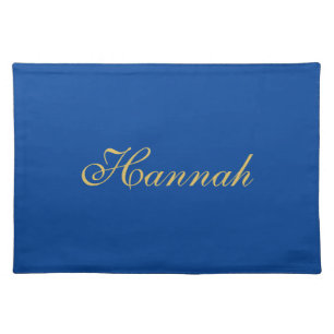 Blue Gold Professional Trendy Minimalist Name Cloth Placemat