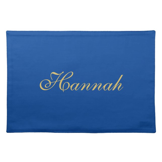 Blue Gold Professional Trendy Minimalist Name Cloth Placemat (Front)