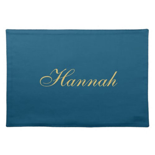 Blue Gold Professional Trendy Minimalist Name Cloth Placemat