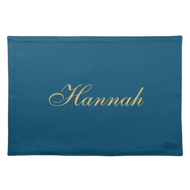 Blue Gold Professional Trendy Minimalist Name Cloth Placemat (Front)
