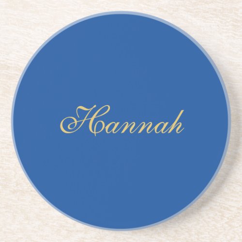 Blue Gold Professional Trendy Minimalist Name Coaster