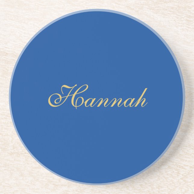Blue Gold Professional Trendy Minimalist Name Coaster (Front)