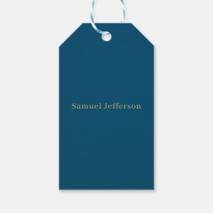 Blue Gold Professional Trendy Minimalist Name Gift Tags