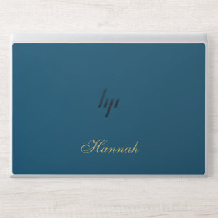Blue Gold Professional Trendy Minimalist Name HP Laptop Skin