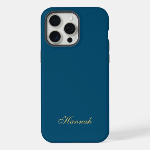 Blue Gold Professional Trendy Minimalist Name iPhone 15 Pro Max Case