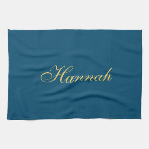 Blue Gold Professional Trendy Minimalist Name Kitchen Towel