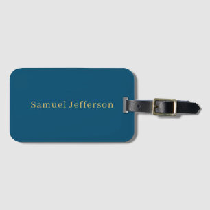 Blue Gold Professional Trendy Minimalist Name Luggage Tag
