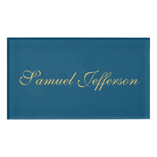 Blue Gold Professional Trendy Minimalist Name Name Tag