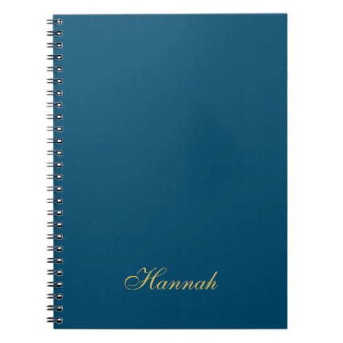 Blue Gold Professional Trendy Minimalist Name Notebook