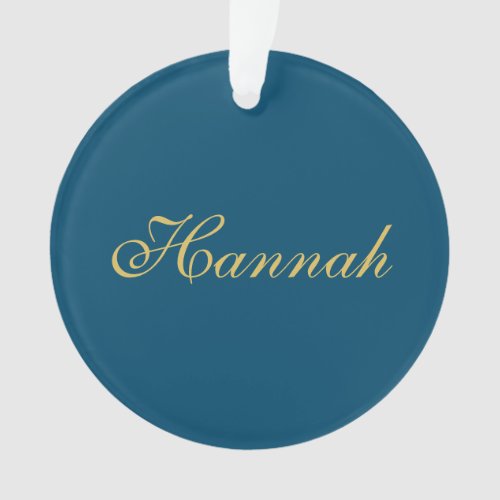 Blue Gold Professional Trendy Minimalist Name Ornament