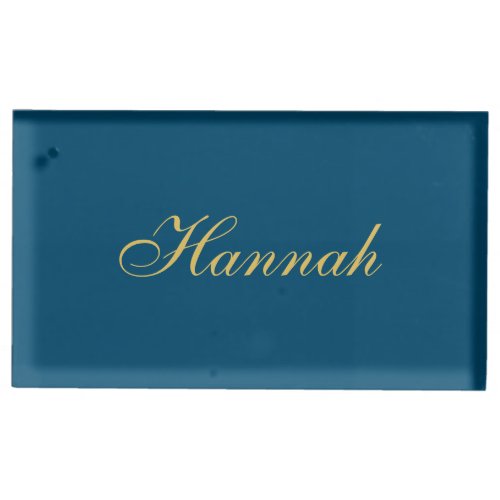 Blue Gold Professional Trendy Minimalist Name Place Card Holder