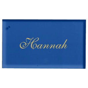 Blue Gold Professional Trendy Minimalist Name Place Card Holder