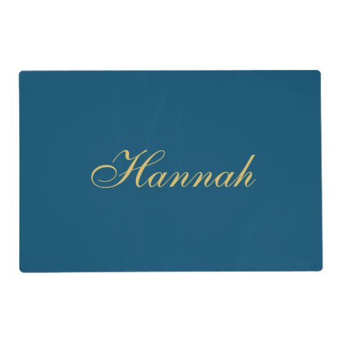Blue Gold Professional Trendy Minimalist Name Placemat