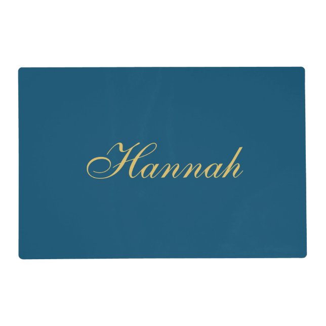 Blue Gold Professional Trendy Minimalist Name Placemat (Front)