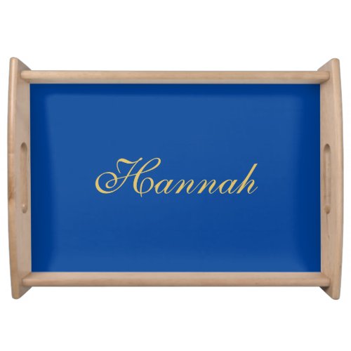 Blue Gold Professional Trendy Minimalist Name Serving Tray