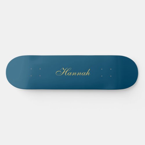 Blue Gold Professional Trendy Minimalist Name Skateboard