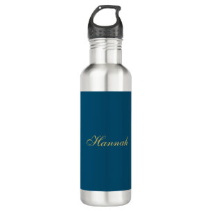 Blue Gold Professional Trendy Minimalist Name Stainless Steel Water Bottle