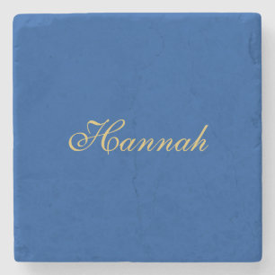 Blue Gold Professional Trendy Minimalist Name Stone Coaster