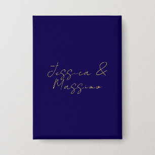 Blue & Gold Professional Trendy Minimalist Names Button
