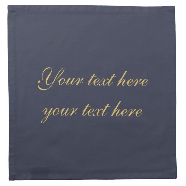 Blue Gold Professional Trendy Minimalist Own Text Cloth Napkin (Front)