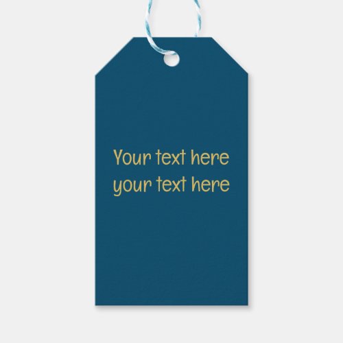 Blue Gold Professional Trendy Minimalist Own Text Gift Tags