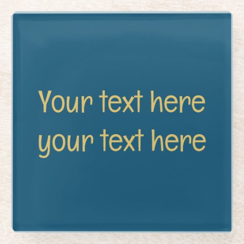 Blue Gold Professional Trendy Minimalist Own Text Glass Coaster