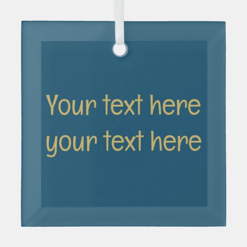 Blue Gold Professional Trendy Minimalist Own Text Glass Ornament