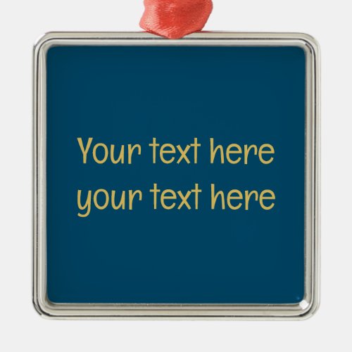 Blue Gold Professional Trendy Minimalist Own Text Metal Ornament