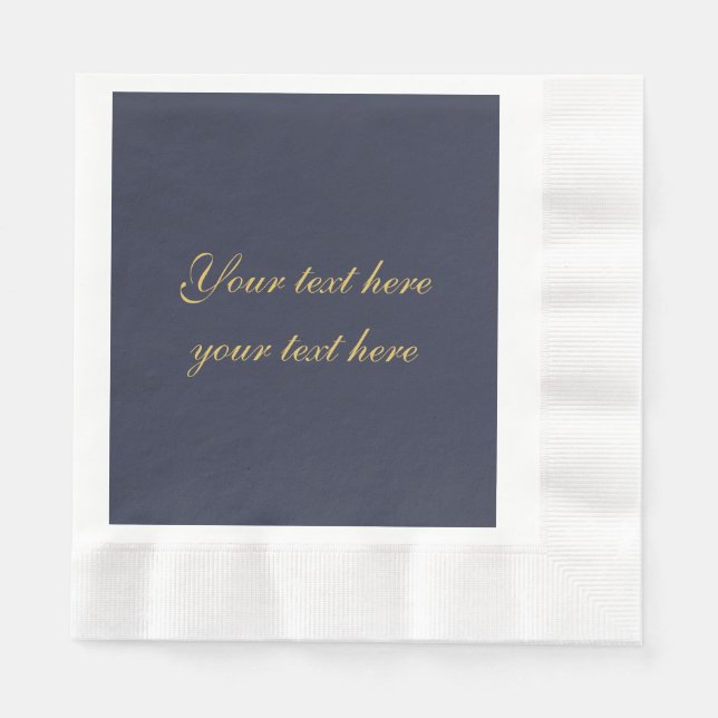 Blue Gold Professional Trendy Minimalist Own Text Napkins (Front)