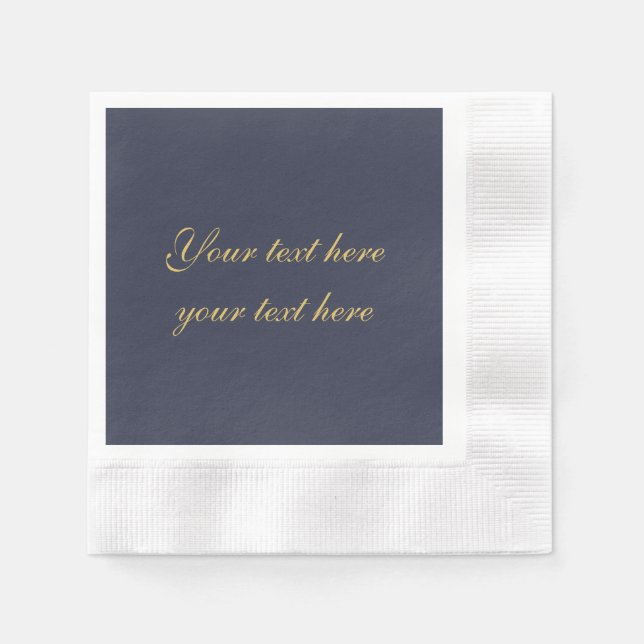 Blue Gold Professional Trendy Minimalist Own Text Napkins (Front)
