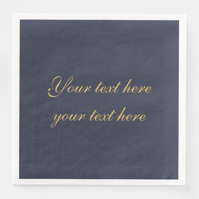 Blue Gold Professional Trendy Minimalist Own Text Paper Dinner Napkins (Front)