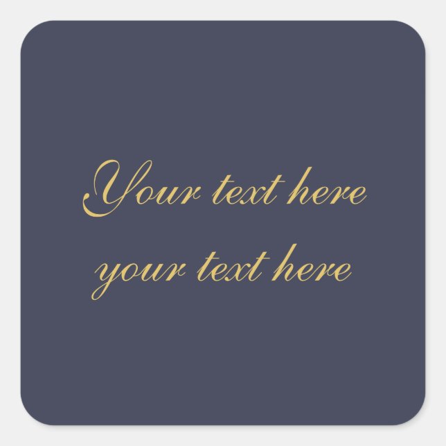 Blue Gold Professional Trendy Minimalist Own Text Square Sticker (Front)