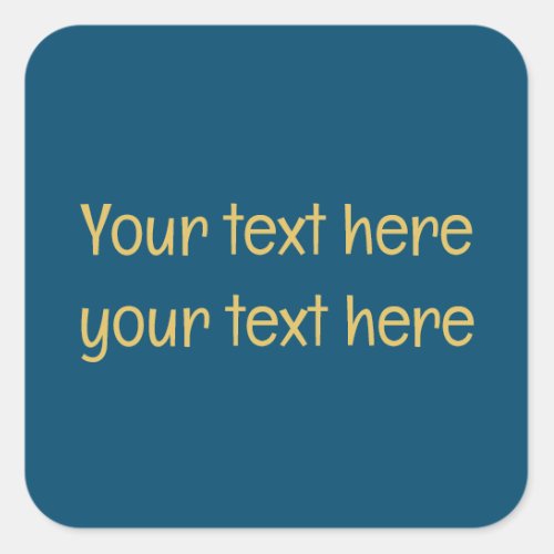 Blue Gold Professional Trendy Minimalist Own Text Square Sticker