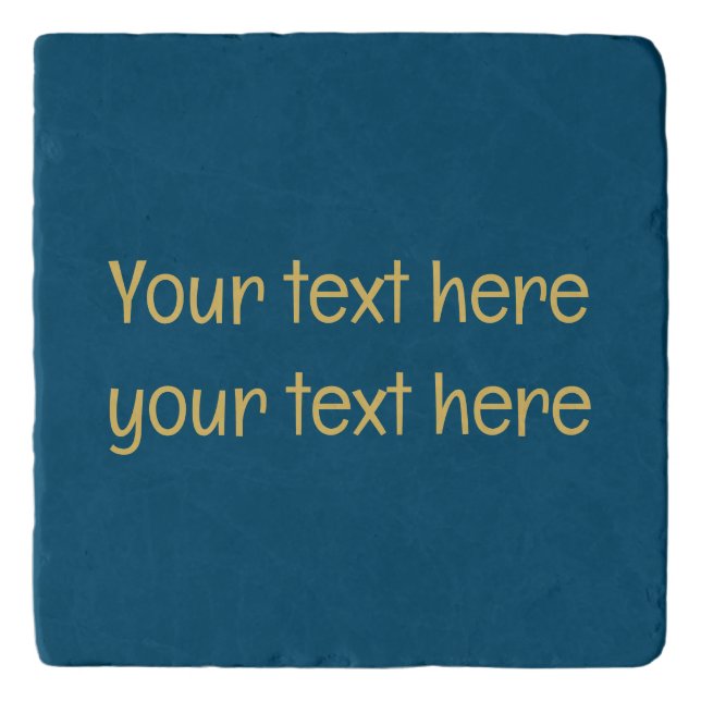 Blue Gold Professional Trendy Minimalist Own Text Trivet (Front)