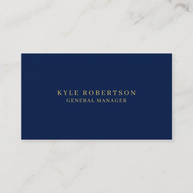 Blue Gold Professional Trendy Name Premium Thick Business Card (Front)