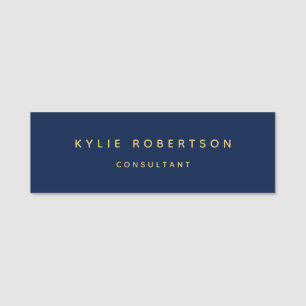 Blue Gold Professional Trendy Name Tag