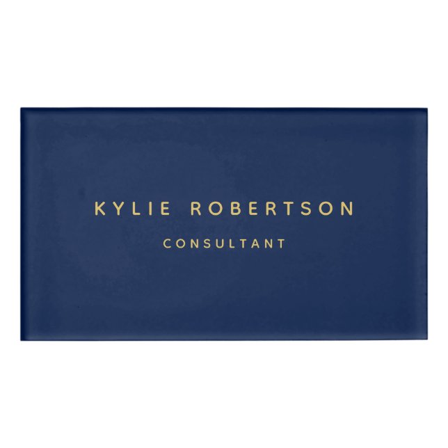 Blue Gold Professional Trendy Name Tag (Front)
