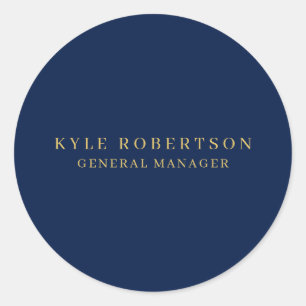 Blue Gold Professional Trendy Own Name Classic Round Sticker