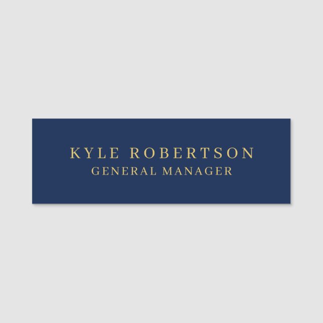 Blue Gold Professional Trendy Own Name Name Tag (Front)