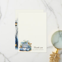 Blue Gold Pumpkin Baby Shower Thank You Card